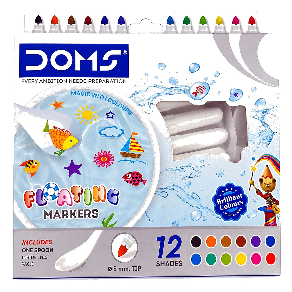 DOMS Floating Markers 12 Shades with Ceramic Spoon