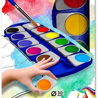 DOMS Refillable Aqua Colour Cakes 12+6 Shades