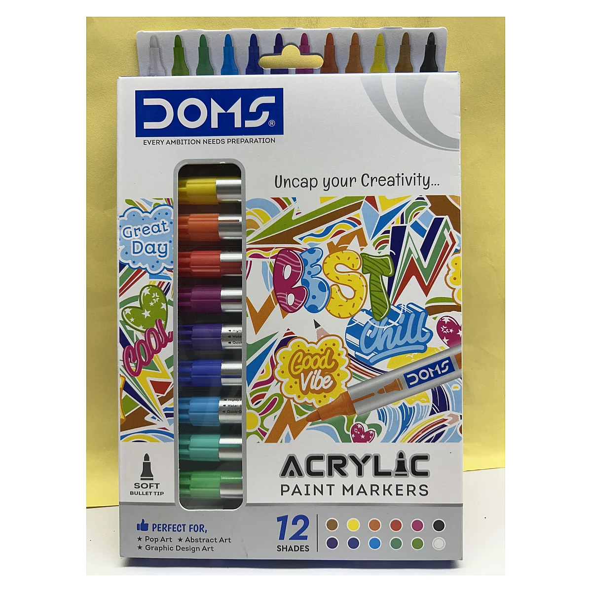 DOMS Acrylic Paint Markers (12 Assorted Shades)