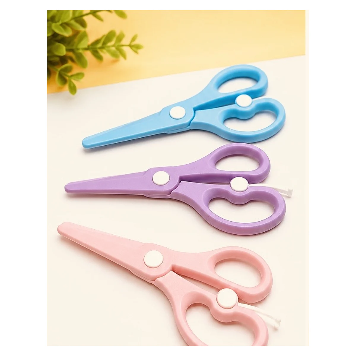 Kids Safety Plastic Craft Scissors with Spring Assist (Pastel Shades)