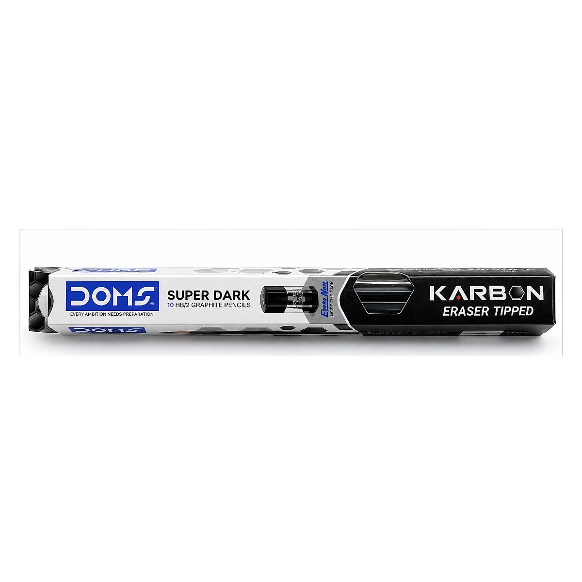 DOMS Karbon Super Dark HB/2 Eraser Tipped Graphite Pencils