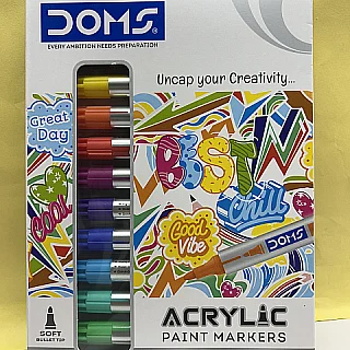 DOMS Acrylic Paint Markers (12 Assorted Shades)