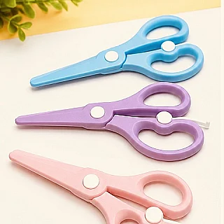 Kids Safety Plastic Craft Scissors with Spring Assist (Pastel Shades)