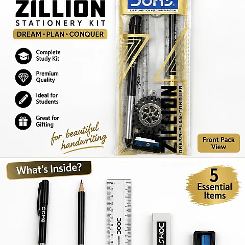 DOMS Zillion Dream-Plan-Conquer Student Stationery Kit (5-in-1 Set)