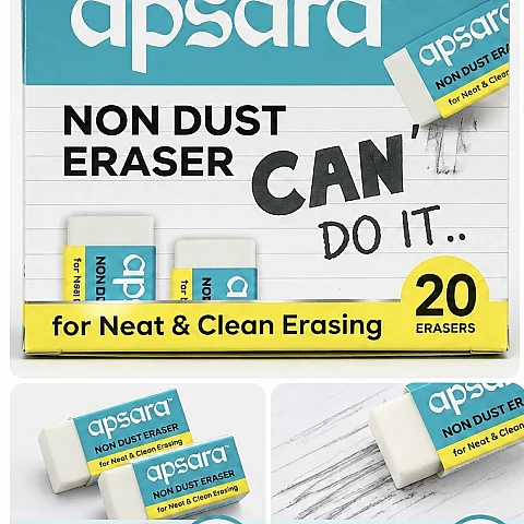 Apsara Non Dust Eraser (Pack of 20)