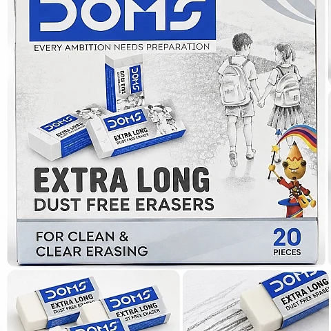 DOMS Extra Long Dust Free Erasers (Pack of 20)